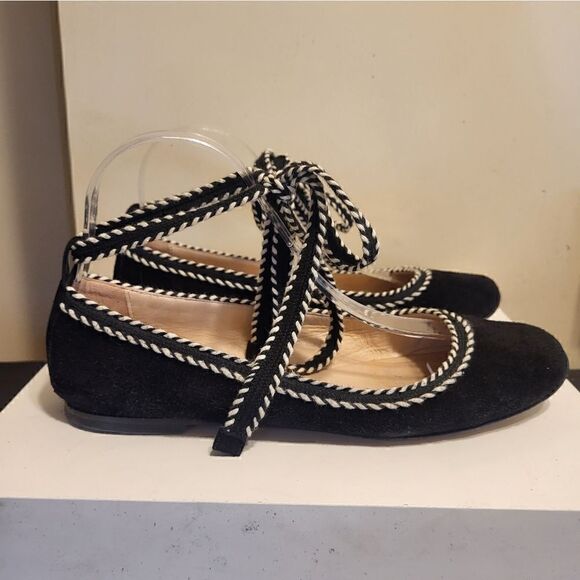 Furla "Bouganville" Blak Suede Laceup Ballet Flats Sz.7.5/38.5 Ret$295 w/Dustbag - Picture 11 of 16